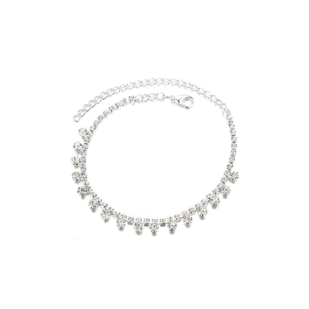 Women Romantic Rhinestone Anklet Portable Crystal Jewellery Decoration