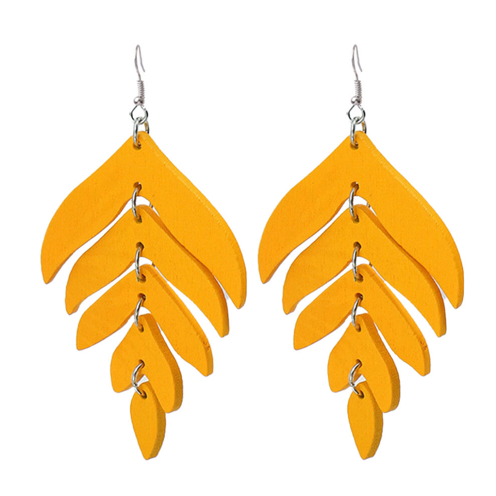 (HQEF1456) 2Pcs Earrings Vintage Dangle Jewelry Wood Lightweight Accessory