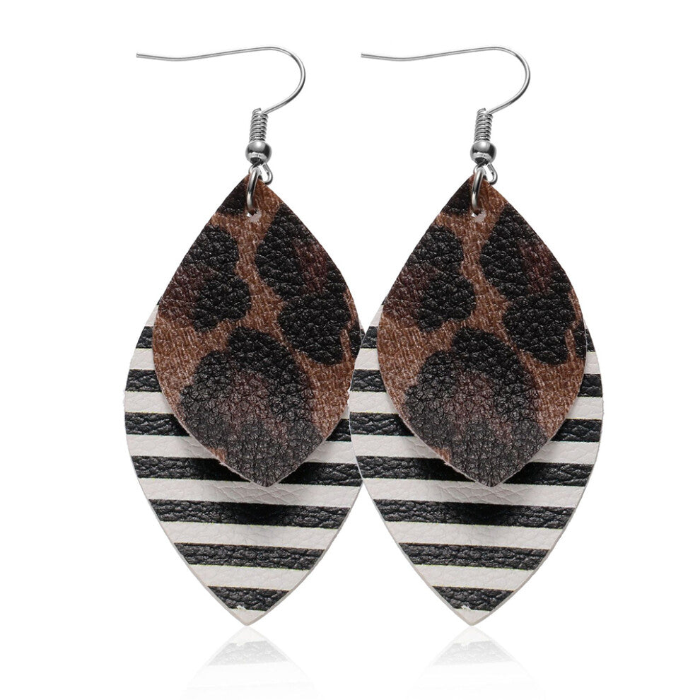 (Type 3) Leopard Print Earrings Girls Pendants Girl Jewelry Pendant Leather