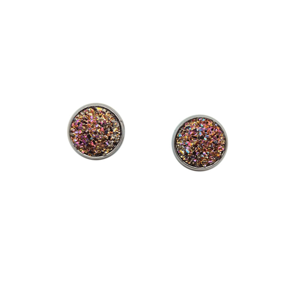 (Type12, 12) 12mm Druzy Ear Studs Earrings Wear-resistant Stainless Steel Eardrop
