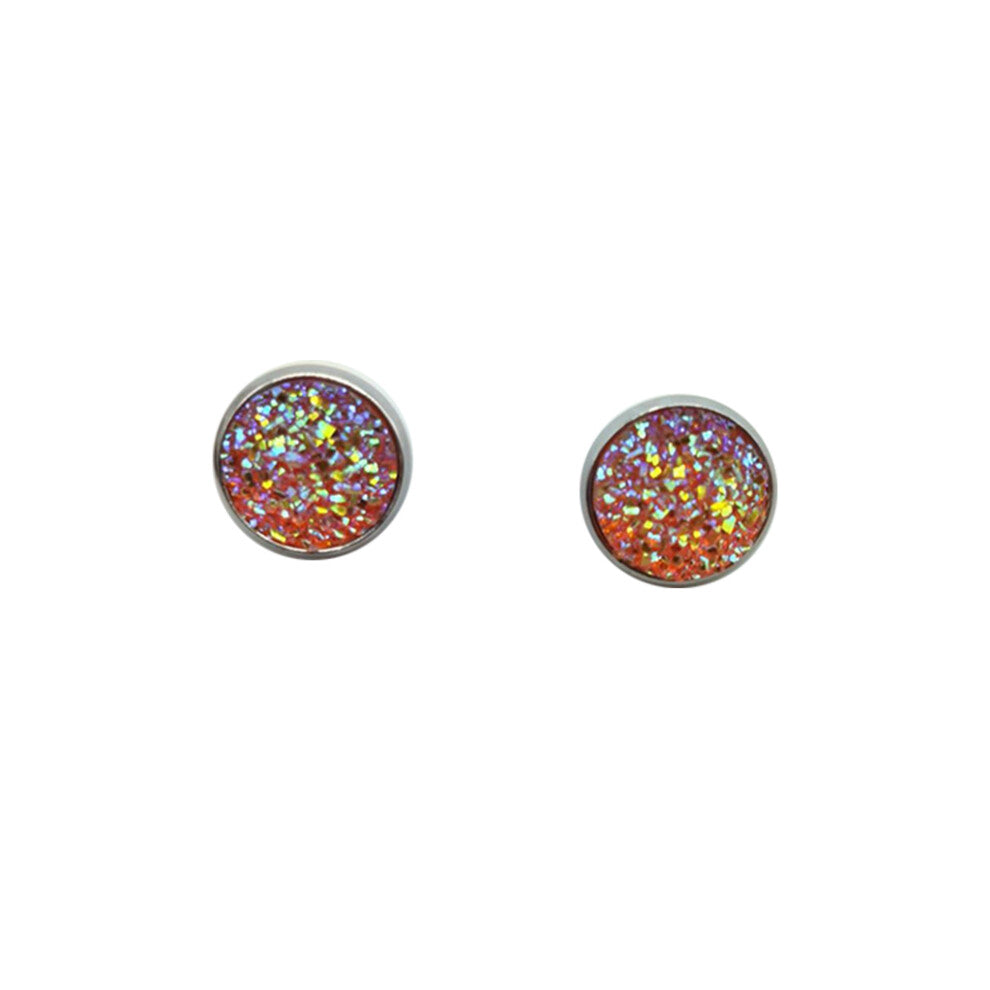 (Type25, 25) 12mm Druzy Ear Studs Earrings Wear-resistant Stainless Steel Eardrop