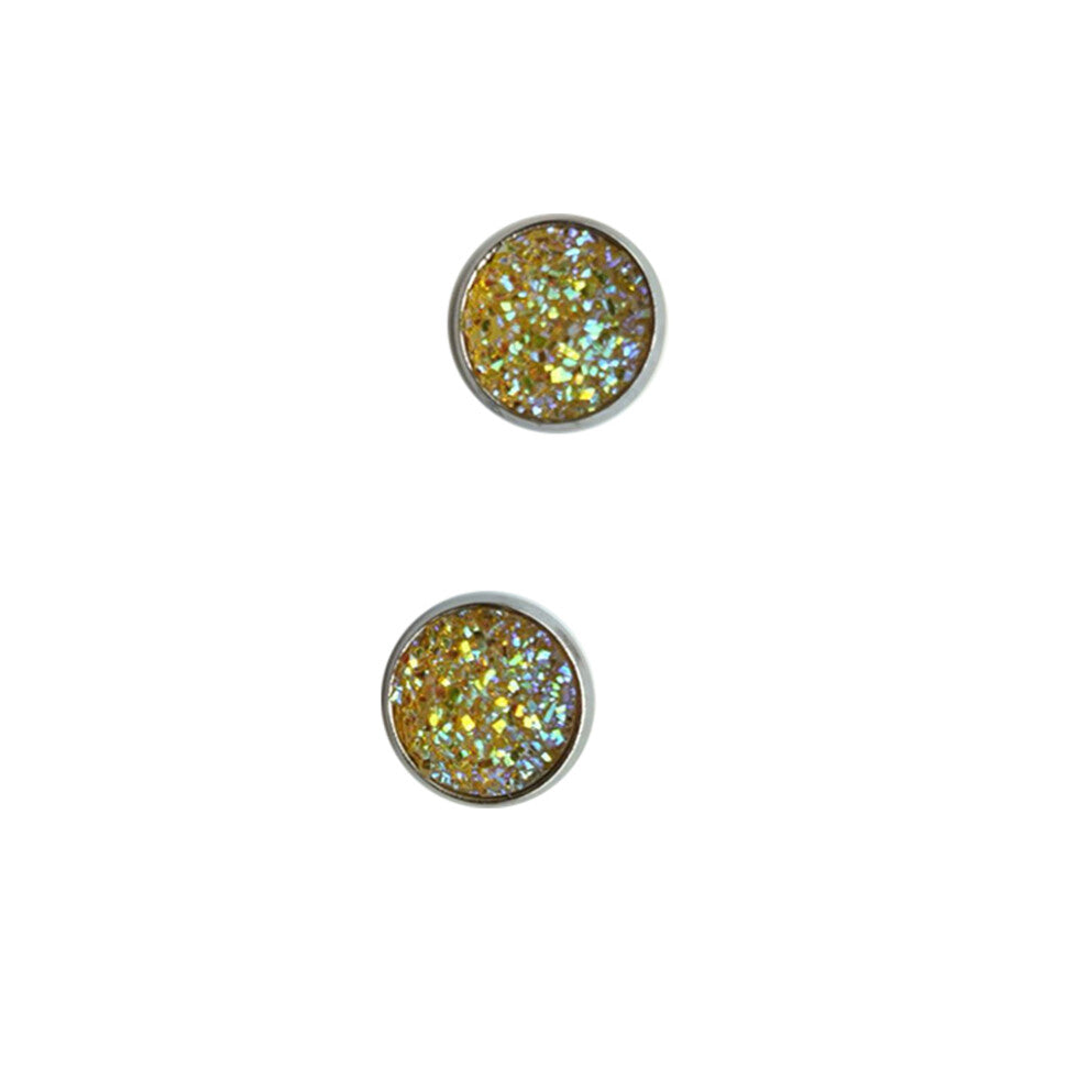 (Type26, 26) 12mm Druzy Ear Studs Earrings Wear-resistant Stainless Steel Eardrop