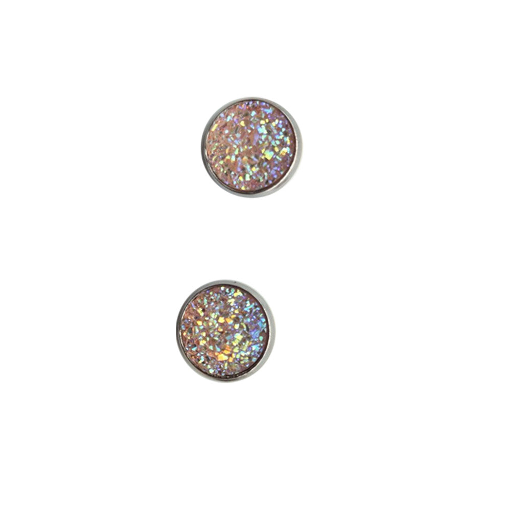 (Type27, 27) 12mm Druzy Ear Studs Earrings Wear-resistant Stainless Steel Eardrop