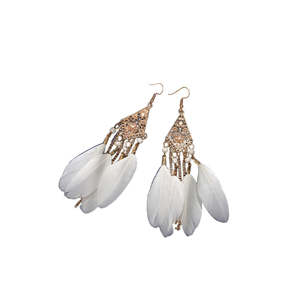 (white) Creative Tassel Earrings Exquisite Personality Ear Pendants for Women