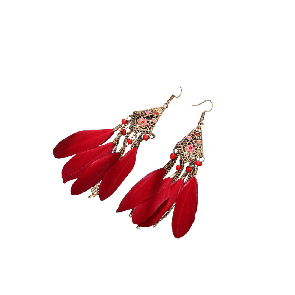 (red) Creative Tassel Earrings Exquisite Personality Ear Pendants for Women