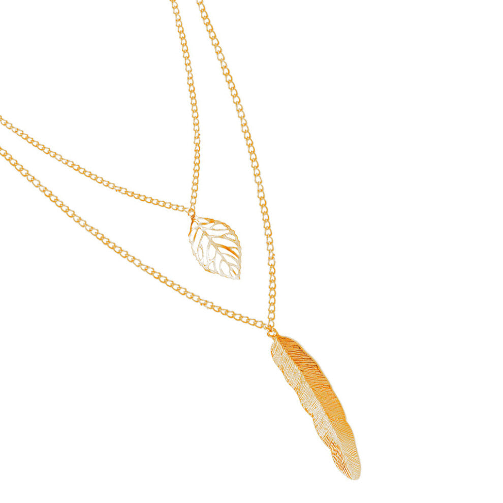 (Golden) Layered Necklace Layering Pendant Clothing Ornament Girls Necklaces