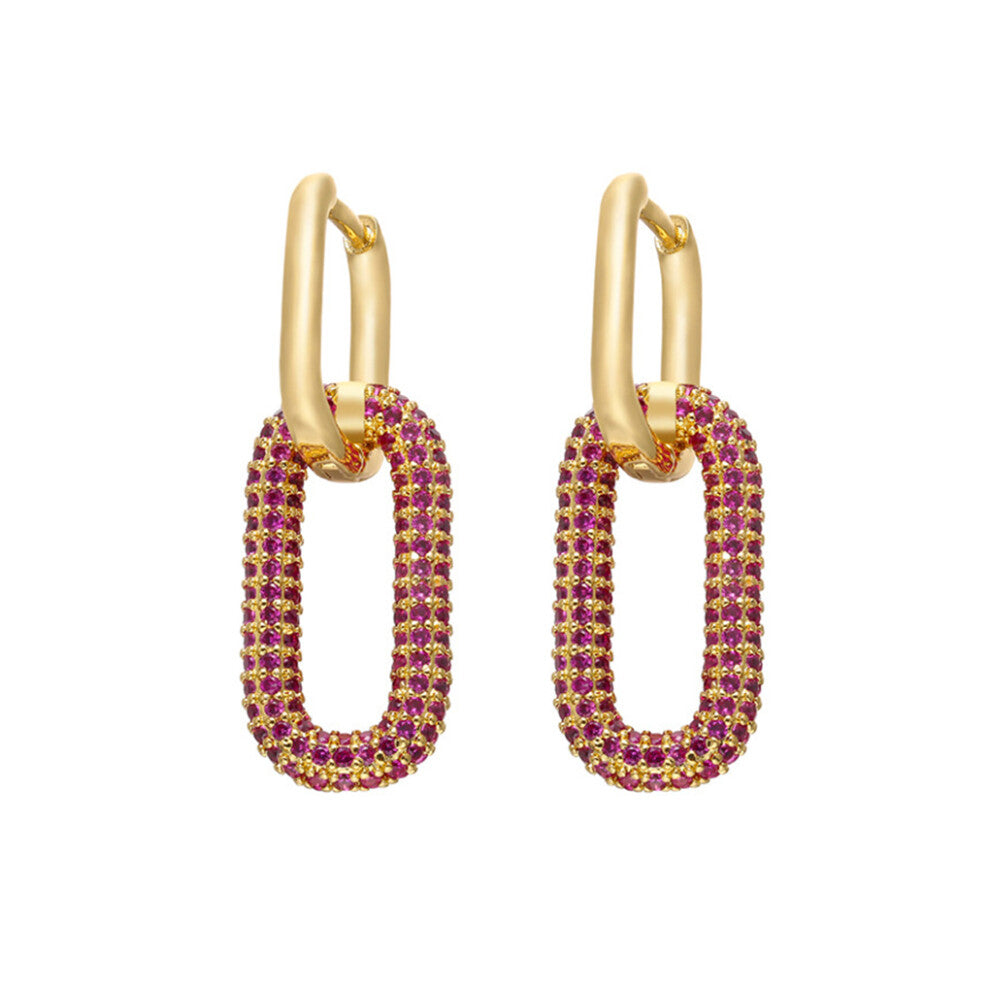 (Gold Red Crystal) 1 Pair Woman Earrings Rhinestone Earring Ear Jewelry Decorations Party