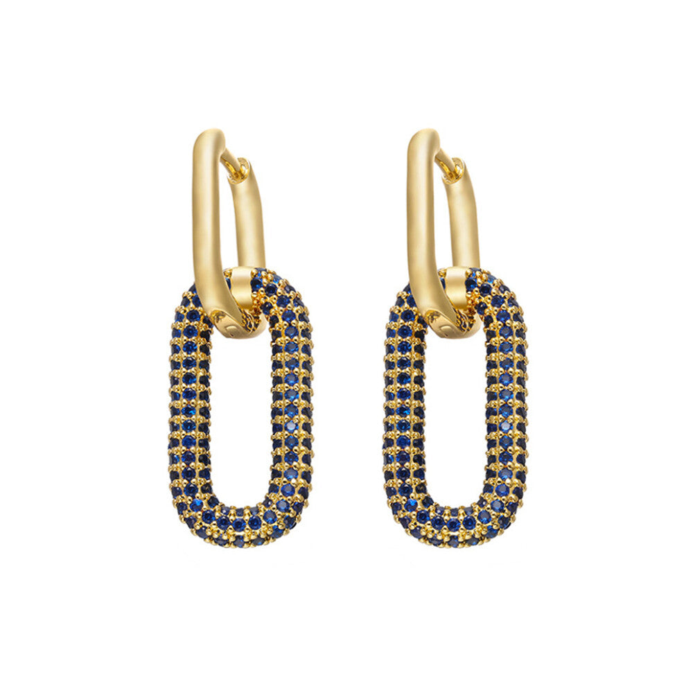 (Gold Blue Crystal) 1 Pair Woman Earrings Rhinestone Earring Ear Jewelry Decorations Party