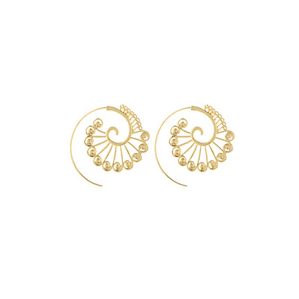 (4580 Gold) Round Spiral Earrings Lady Decorations Ear Hanging Pedant Dangle
