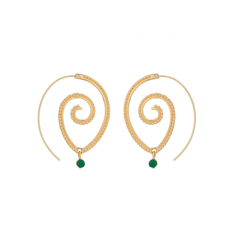(4197 Gold) Round Spiral Earrings Lady Decorations Ear Hanging Pedant Dangle
