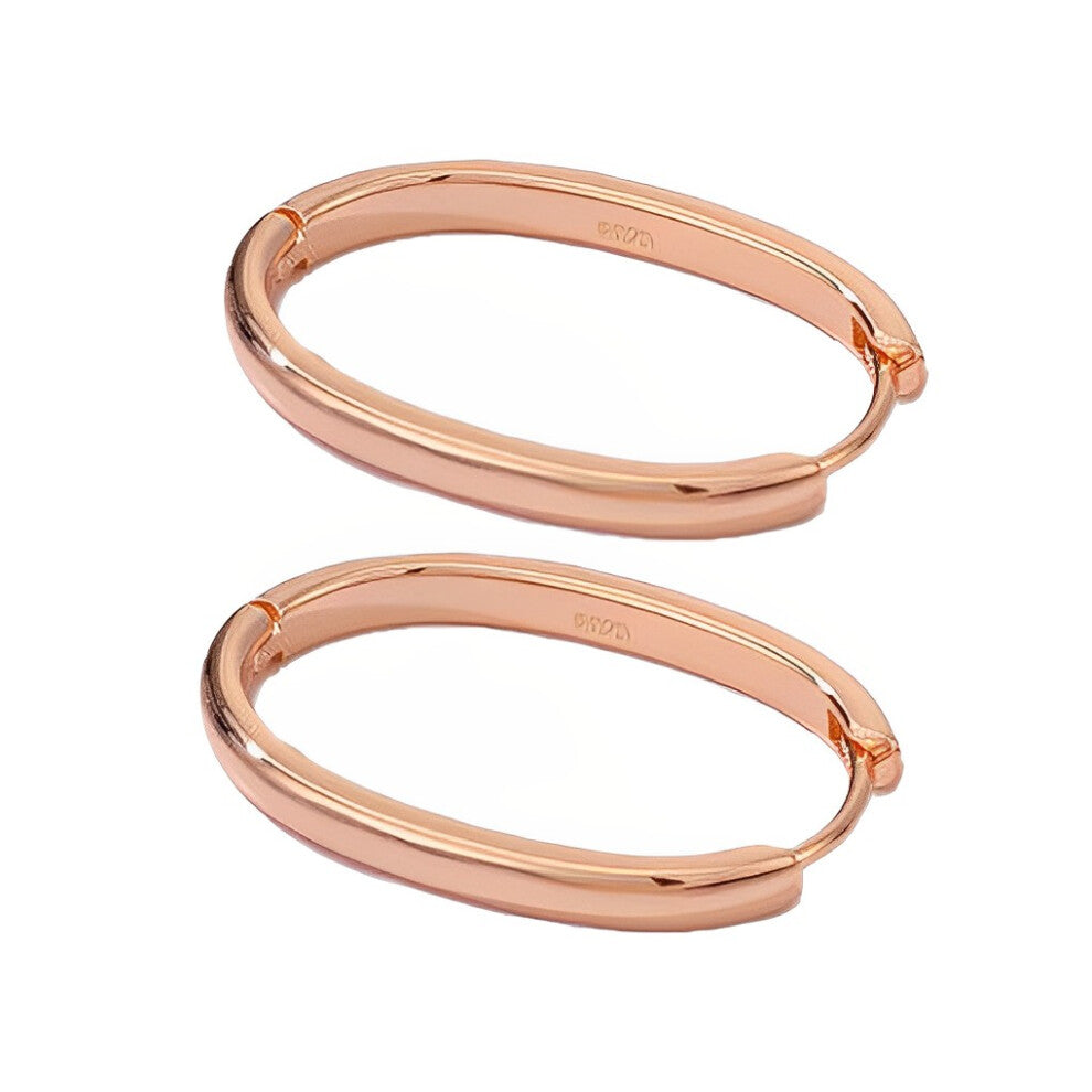 (Rose Gold, Oval) 1 Pair Earring Silver Female Earrings Birthday Jewelry Travel Casual