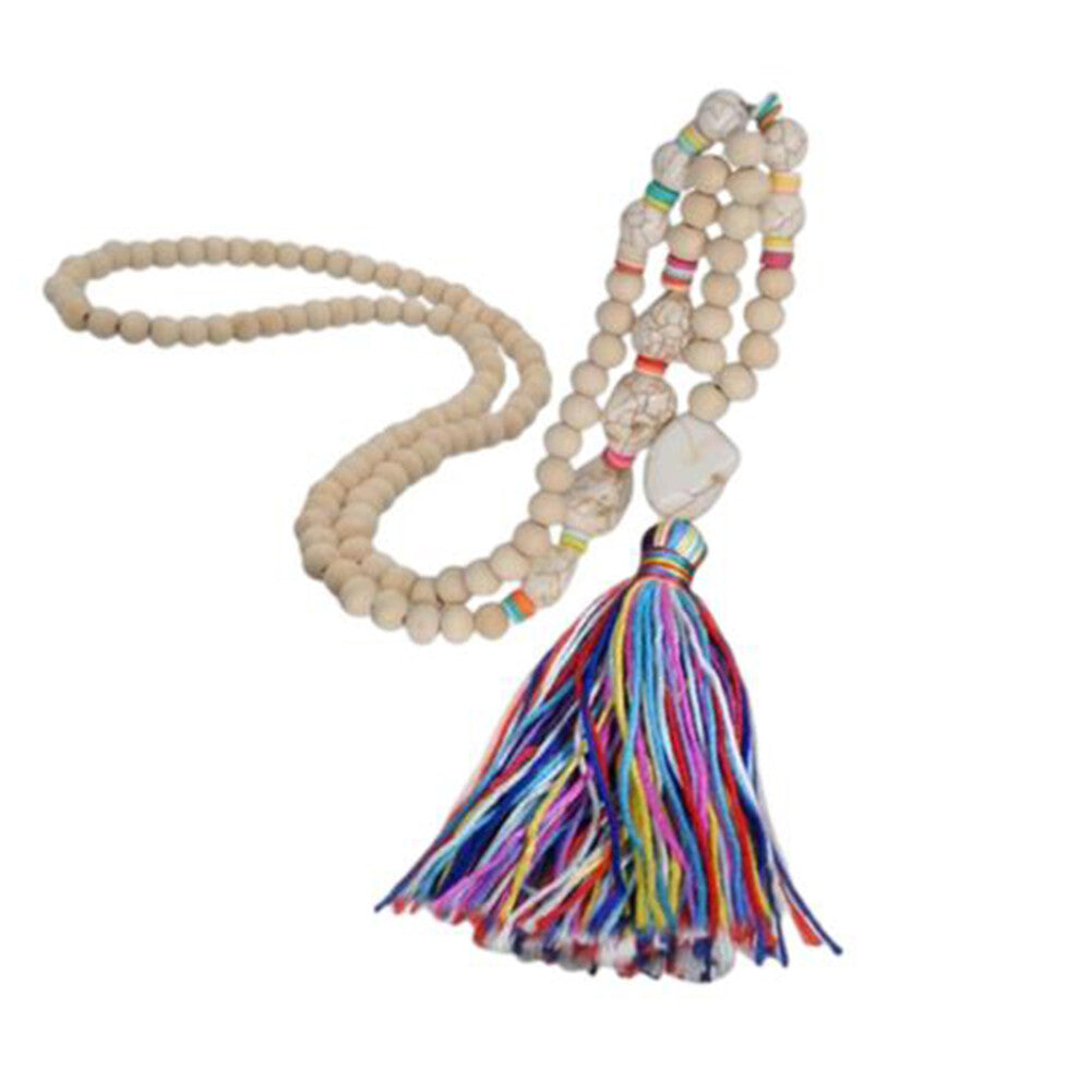 (Colorful) Necklace Tassel Bead Sweater Pendant Bohemian Jewelry Clothing