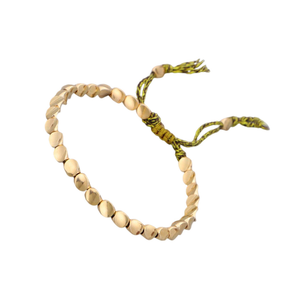 (YellowCoffee) Beaded Bracelet Rope Chain Wrist Band Compact Size Copper Sweet Gift