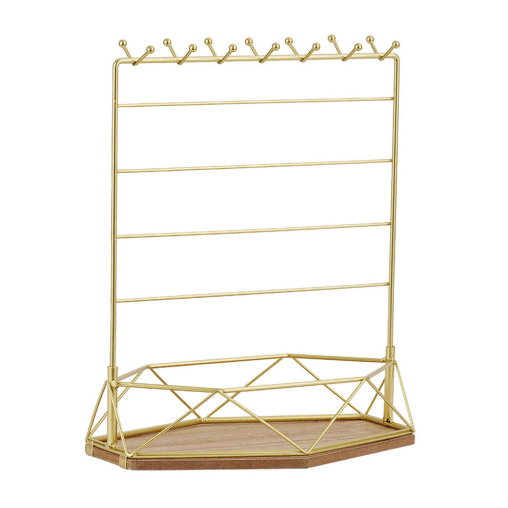 (Gold) Multi Layer Jewelry Rack Earrings Metal Stand Table Organizer Counter