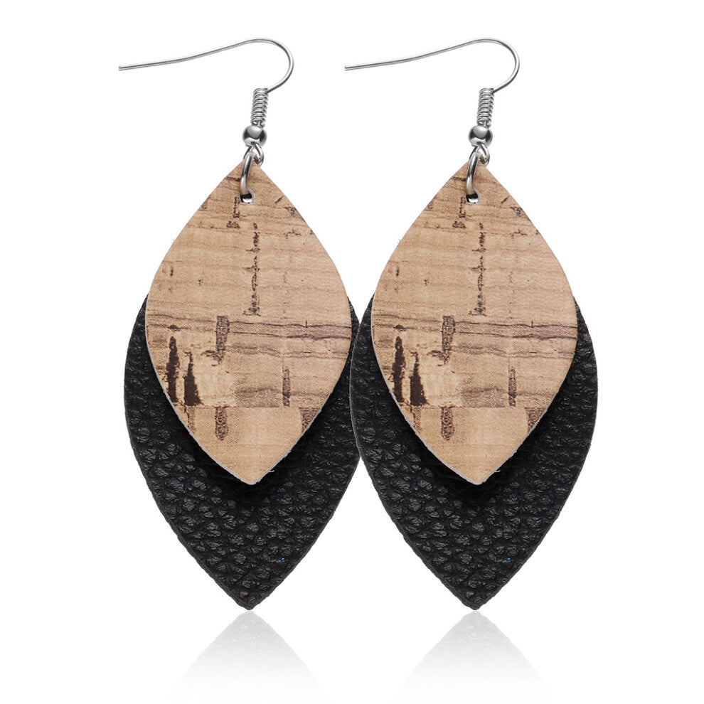 (Type 5) Leopard Print Earrings Girl Jewelry Pendant Leather Ears Drops