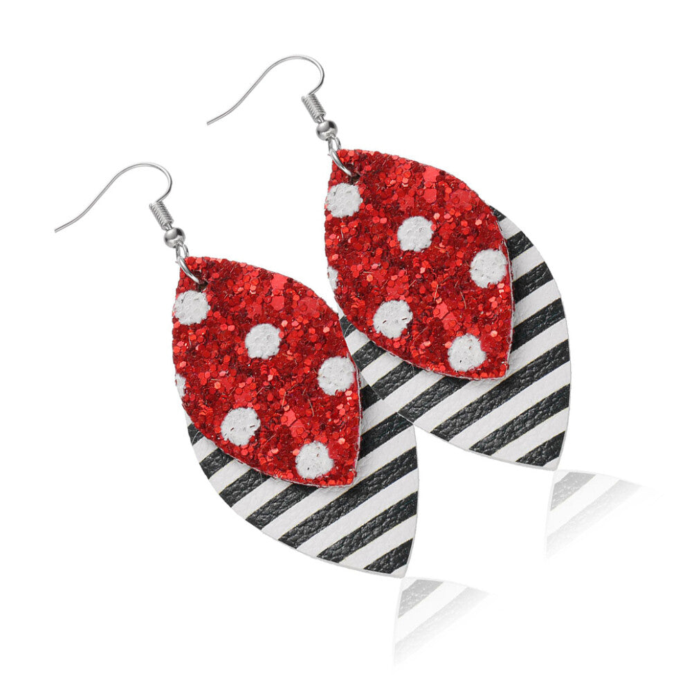 (Type 9) Leopard Print Earrings Girl Jewelry Pendant Leather Ears Drops