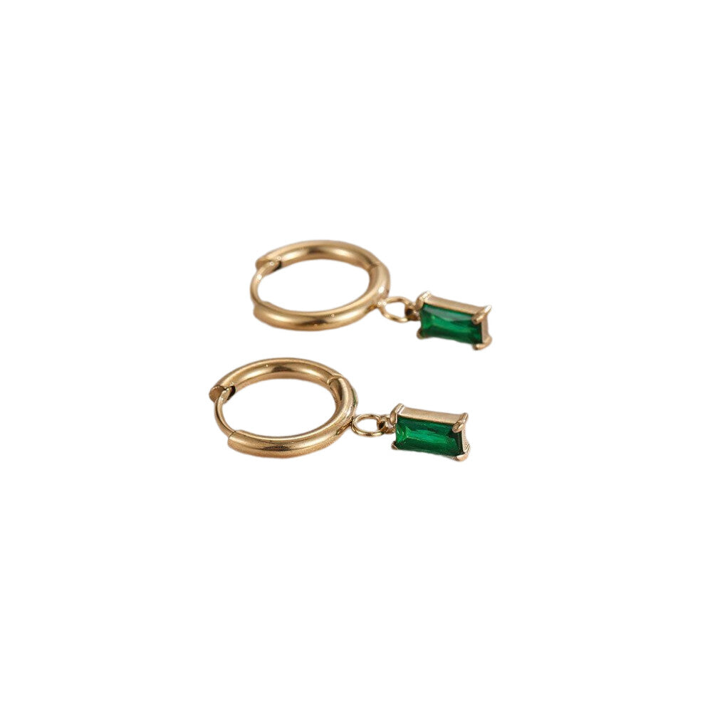 (Green) 1 Pair Rhinestone Earrings Crystal Work Ear Studs Ears Jewelry Female