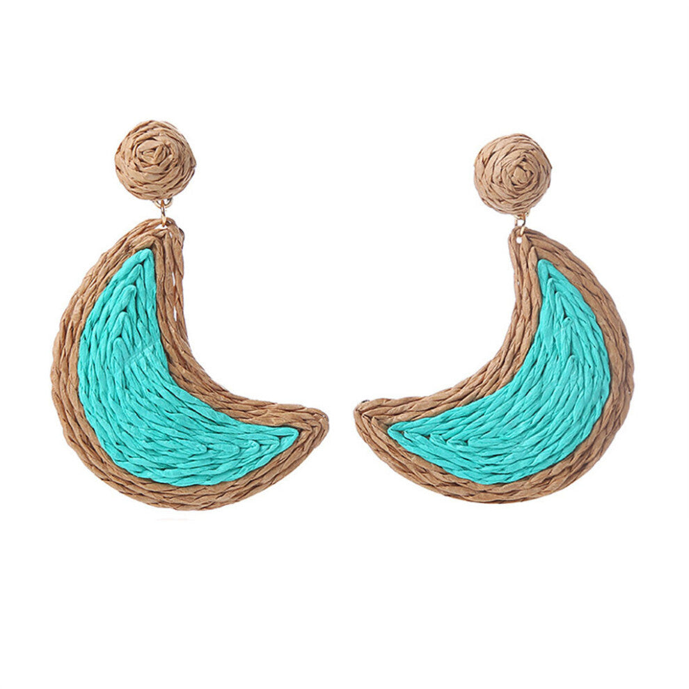 (Light Green) 1 Pair Vintage Moon-shaped Earring Pendant Jewellery Girlfriends