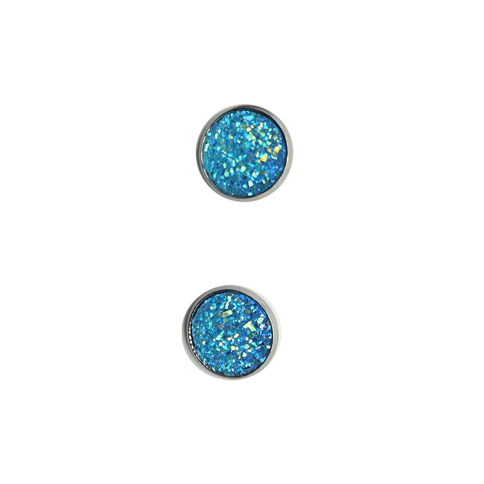 (Type18, 18) 12mm Druzy Ear Studs Earrings Wear-resistant Eardrop Jewelry for Women