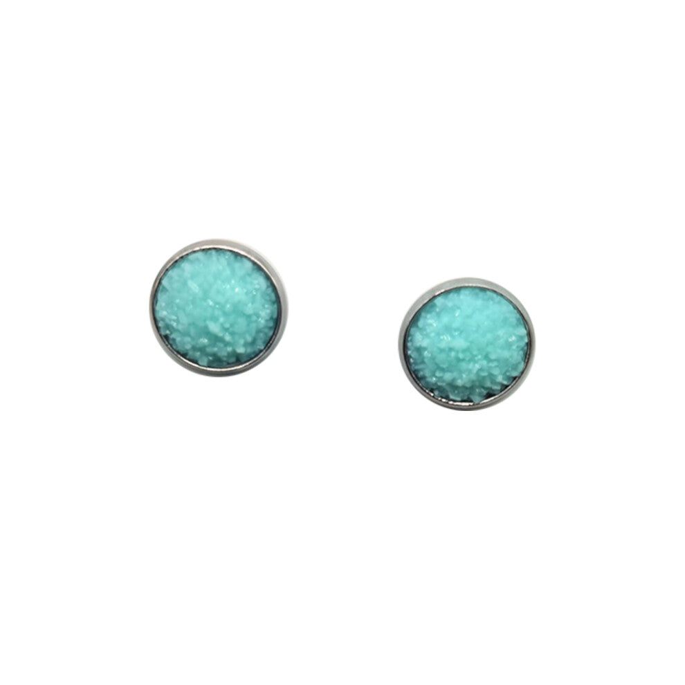(Type24, 24) 12mm Druzy Ear Studs Earrings Wear-resistant Eardrop Jewelry for Women