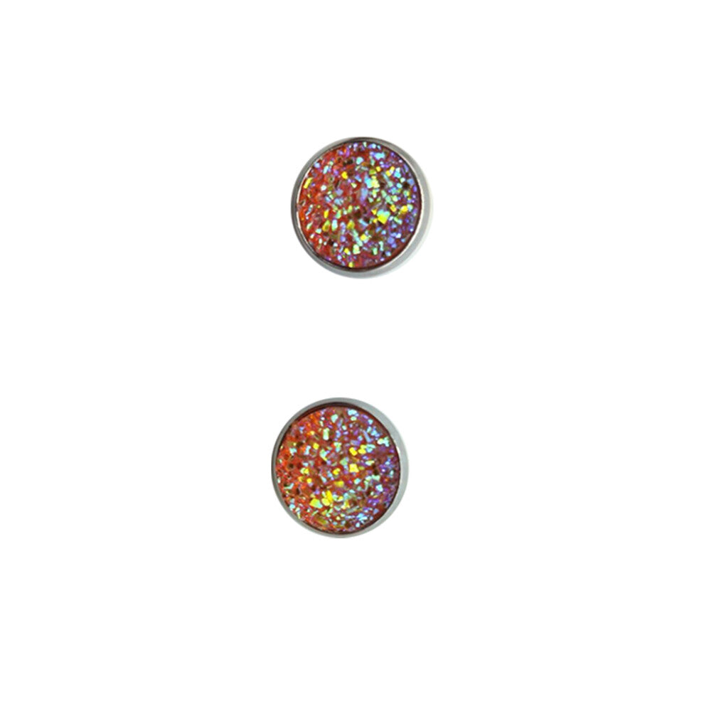 (Type25, 25) 12mm Druzy Ear Studs Earrings Wear-resistant Eardrop Jewelry for Women