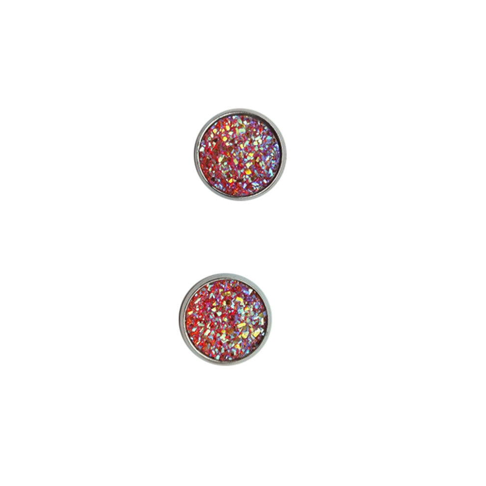 (Type30, 30) 12mm Druzy Ear Studs Earrings Wear-resistant Eardrop Jewelry for Women