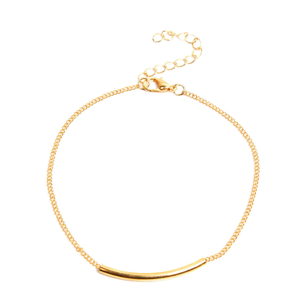 (Gold) Anklet Ankle Bracelet Bend Accessories Valentines Day Foot Chains for