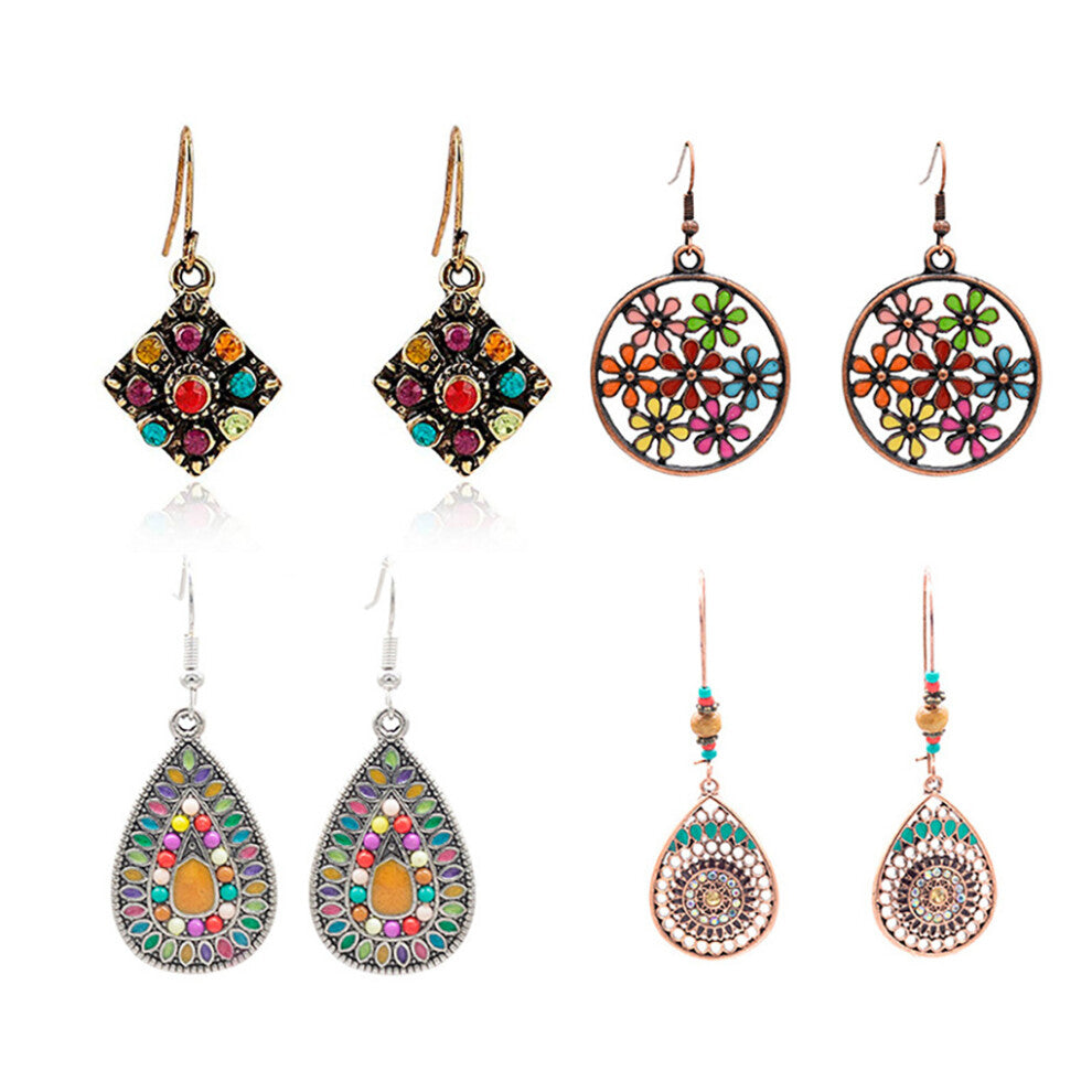 (Set B) Water Drop Earrings Fashion Bohemia Vintage Earring Ear Hook Set