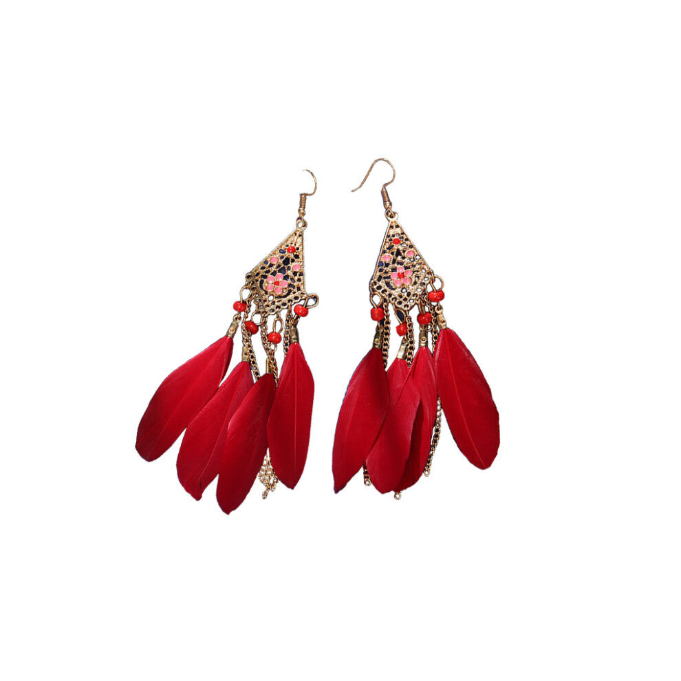 (red) Tassel Earrings Classical Portable Comfortable Ear Pendants for Women