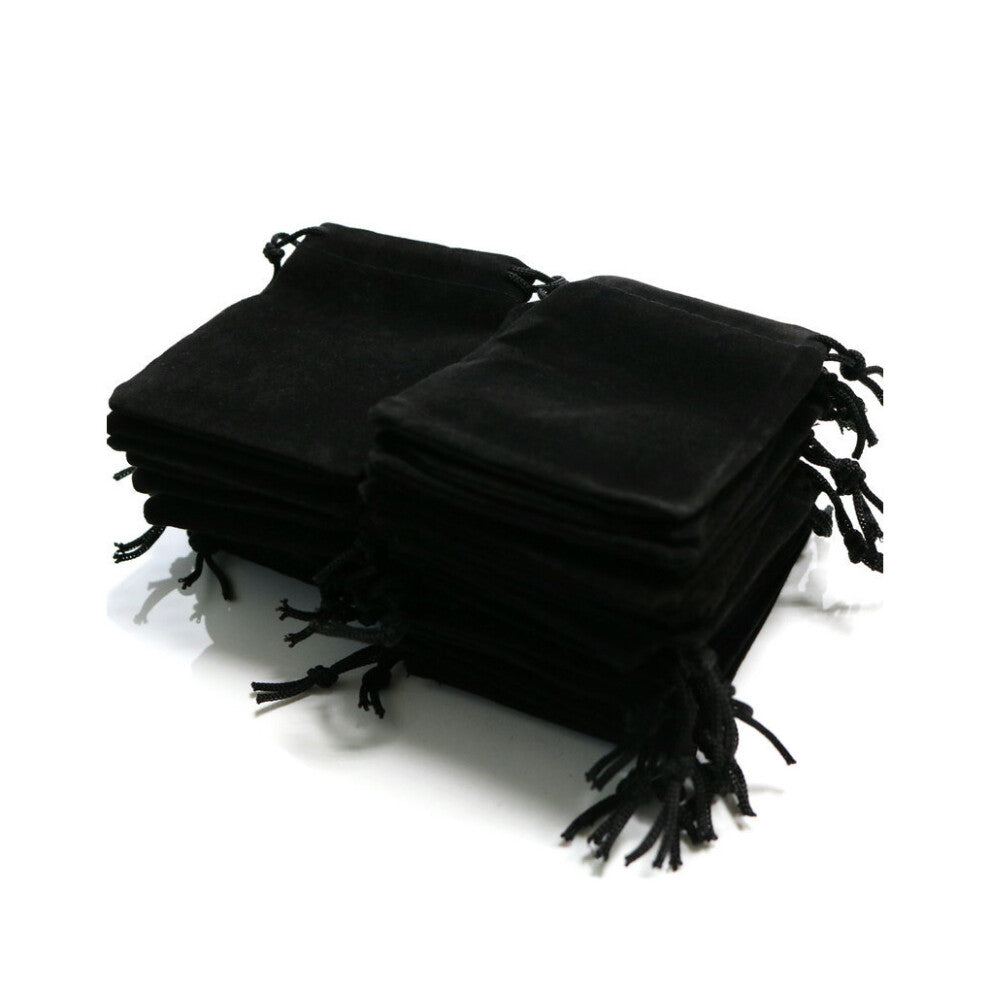 (Black) 100pcs Drawstring Pouch Jewellery Jewelry Bag Charm Packaging Wedding