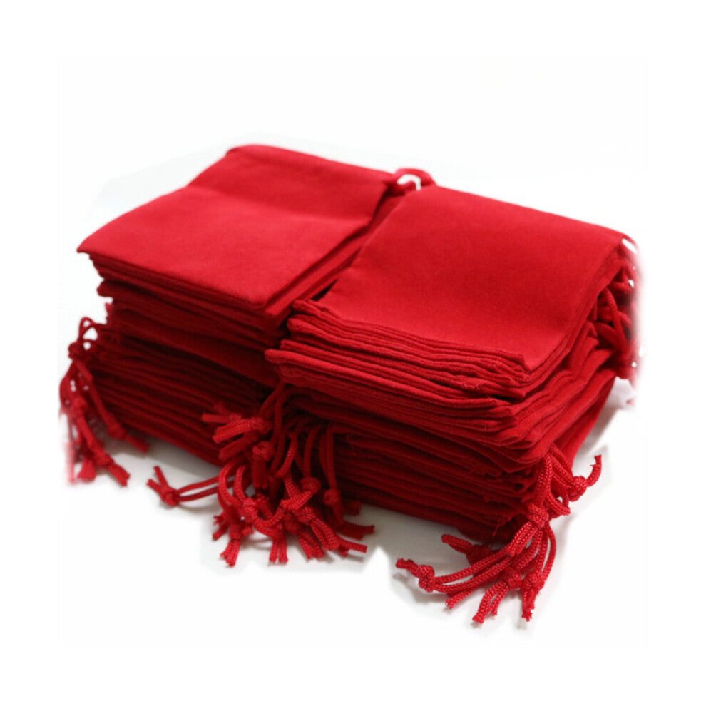 (Red) 100pcs Drawstring Pouch Jewellery Jewelry Bag Charm Packaging Wedding