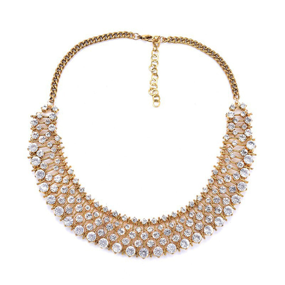 (Gold) Women Collar Choker Rhinestone Necklace Fashion Neck Jewelry