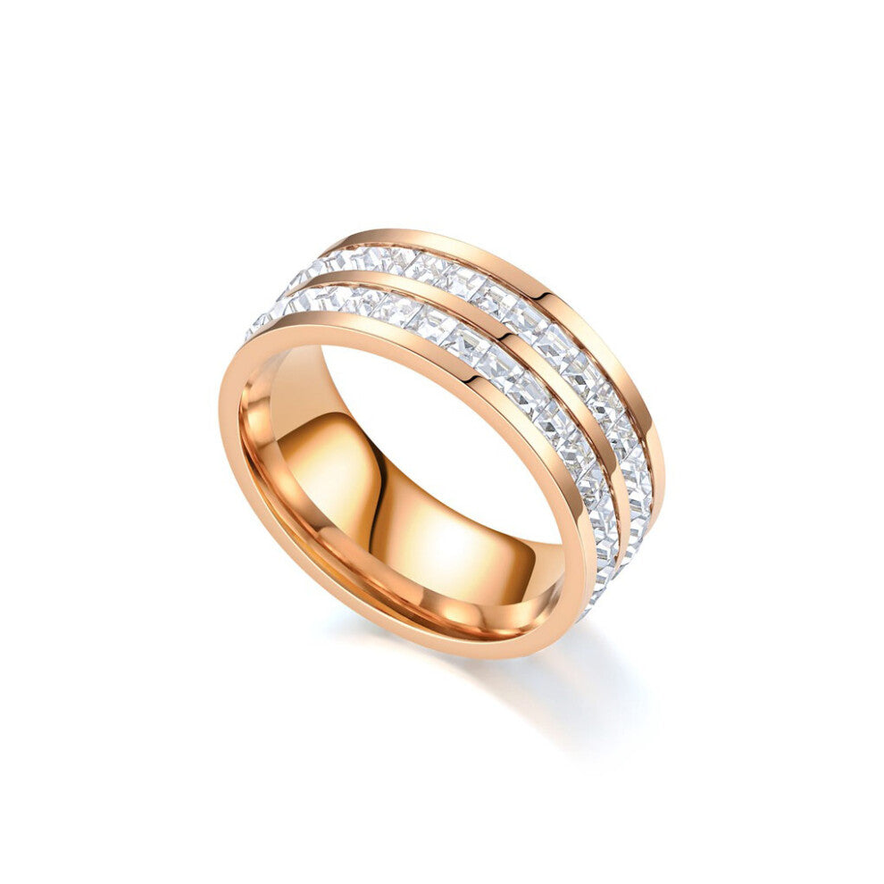 (Rose gold2 layers) Women Ring Hand Ornaments Dressing Decors Ladies Rings Fingers