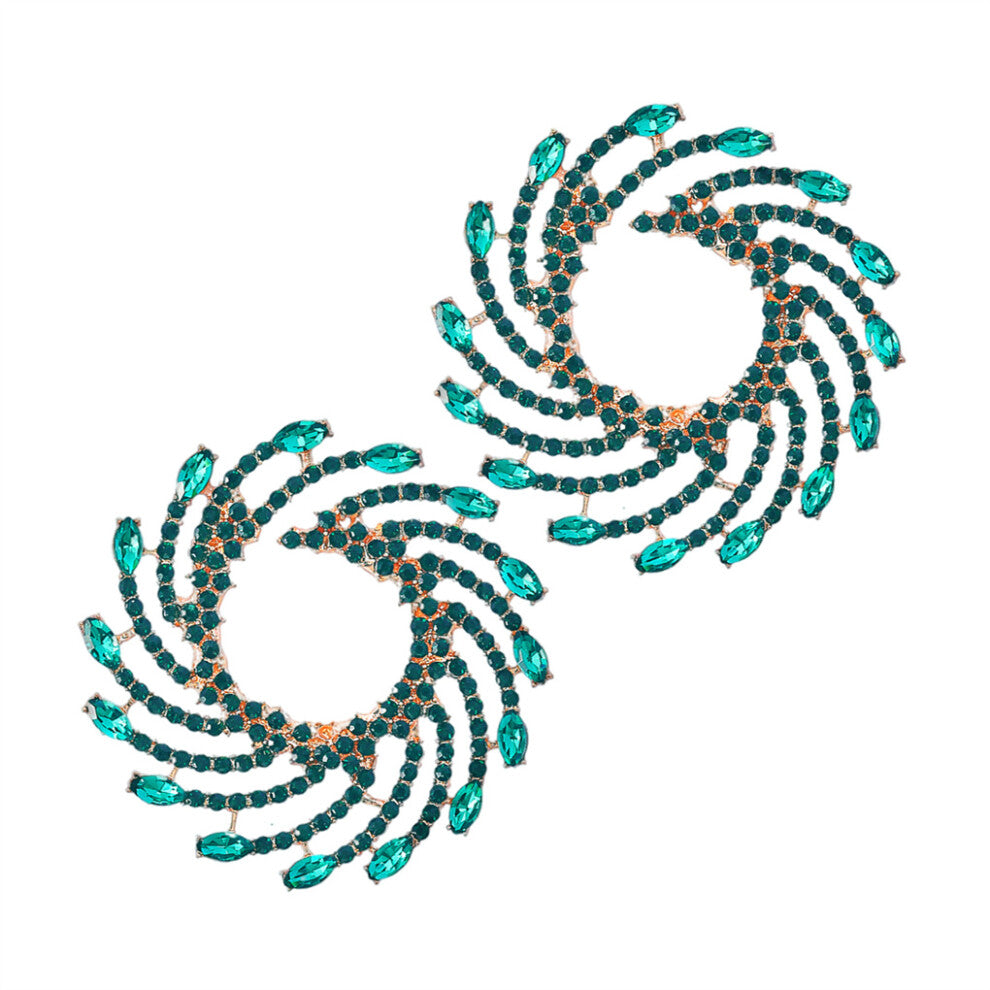 (Green) 1 Pair Crystal Earrings Bohemian Wedding Holiday Jewelry Girlfriend