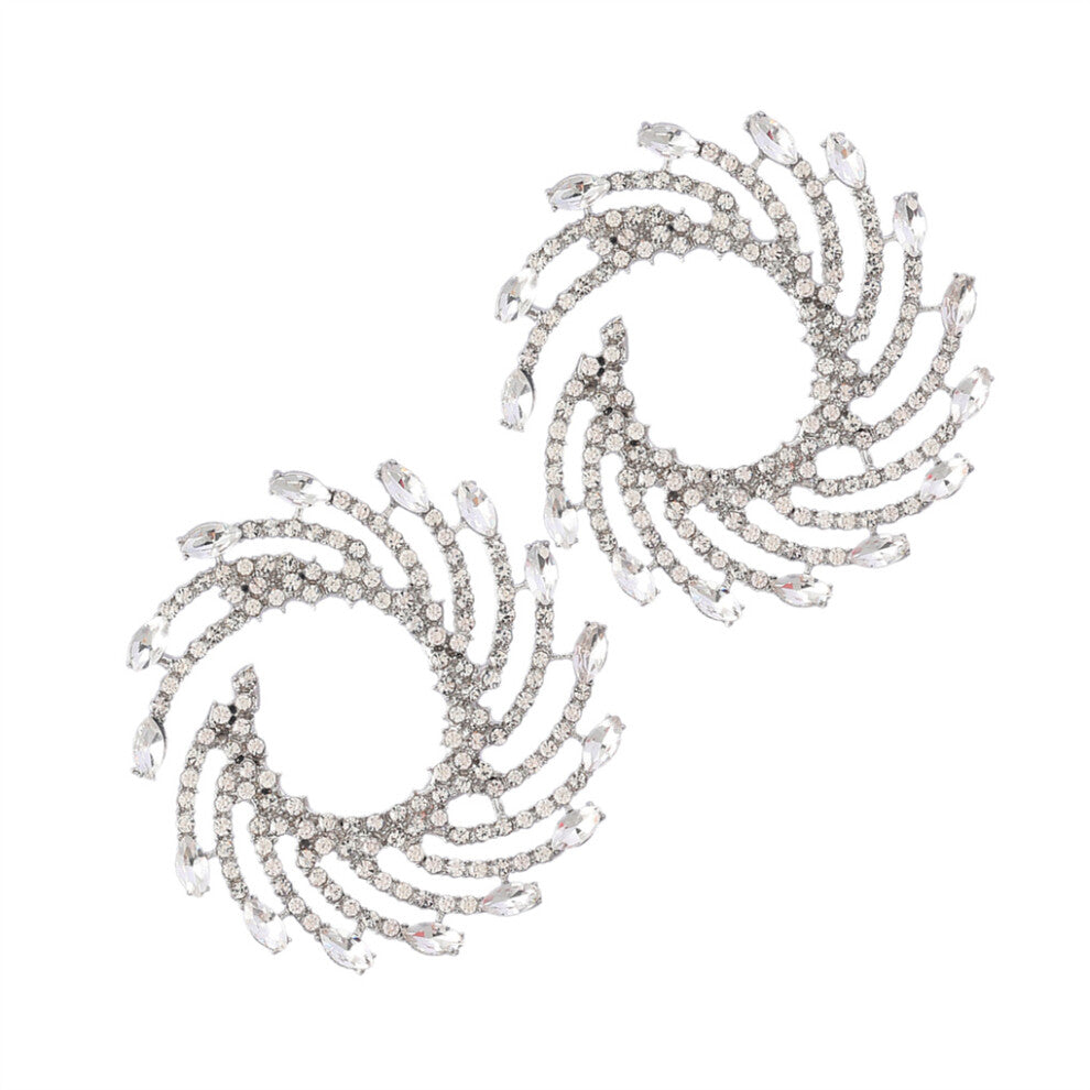 (Silver) 1 Pair Crystal Earrings Bohemian Wedding Holiday Jewelry Girlfriend