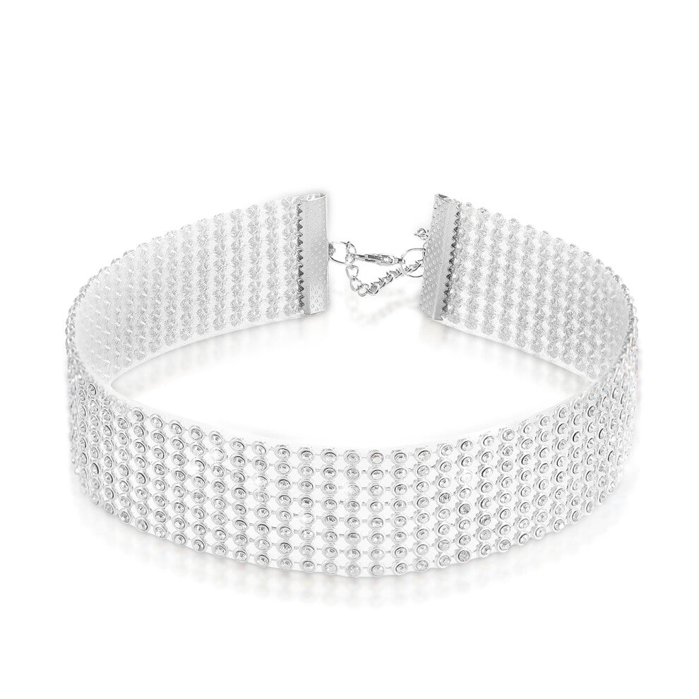 Women Multi-layer Necklace Adjustable Anti-fade Crystal Choker Neck
