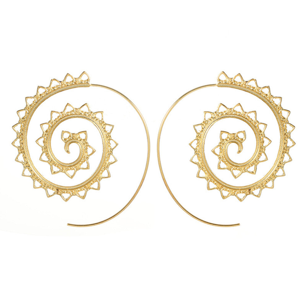 Earrings Round Whirlpool Spiral Gear Shape Ear Dangle Dangling Earring