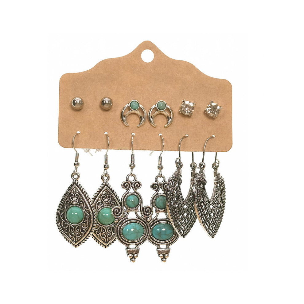 (0784) 12Pcs Bohemian Vintage Earrings Leaves Ear Wire Hook Dangle Earring