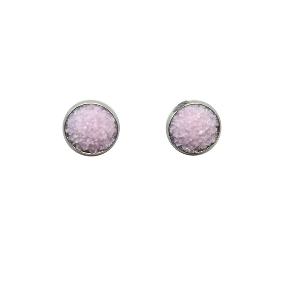 (Type7, 7) 12mm Druzy Ear Stud Earrings Stainless Steel Eardrop Jewelry for Women