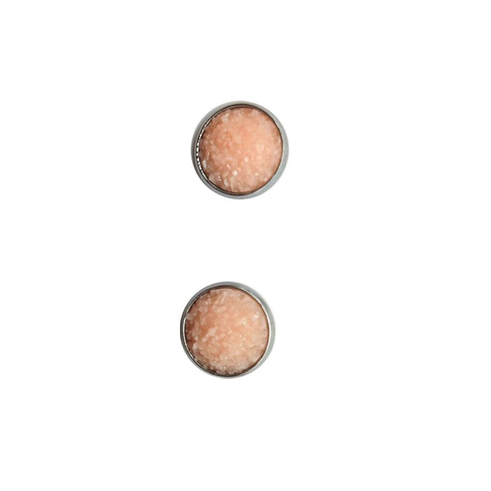 (Type13, 13) 12mm Druzy Ear Stud Earrings Stainless Steel Eardrop Jewelry for Women