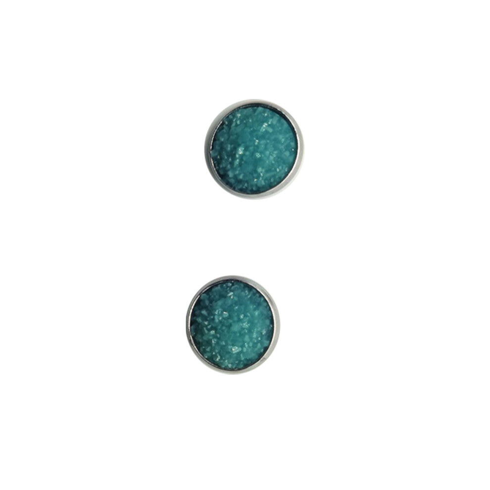 (Type22, 22) 12mm Druzy Ear Stud Earrings Stainless Steel Eardrop Jewelry for Women