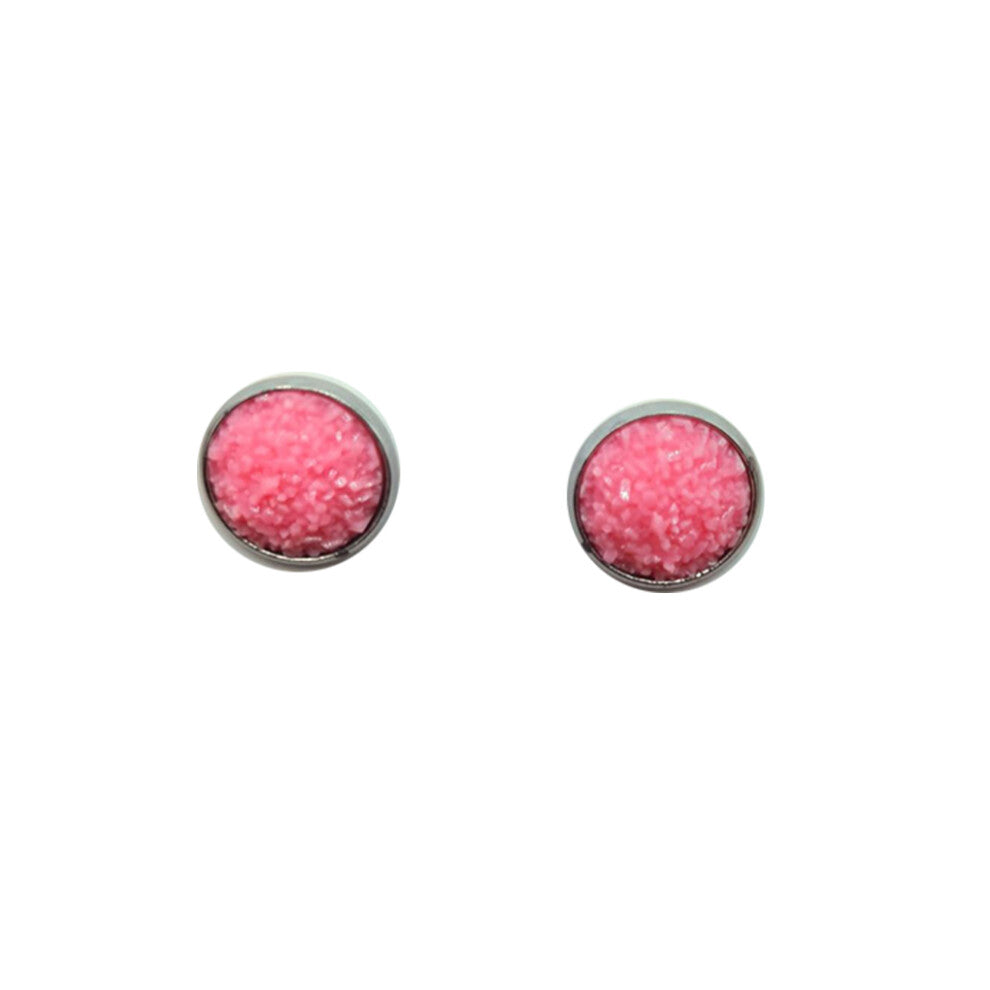 (Type23, 23) 12mm Druzy Ear Stud Earrings Stainless Steel Eardrop Jewelry for Women