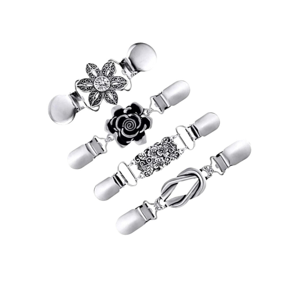 (duckbill clip, 4 pcs) Exquisite Medieval Alloy Shawl Fastener Sew Cardigan Clips Celtic for