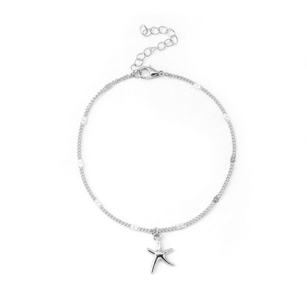 (silver) Chain Anklet Sea Star Beach Accessories Ankle Bracelets for Girls