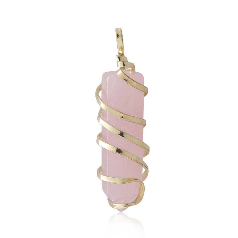 (Pink Crystal) Wire Wrapped Charm Findings Hanging Pendant Crystal Charms Accessories