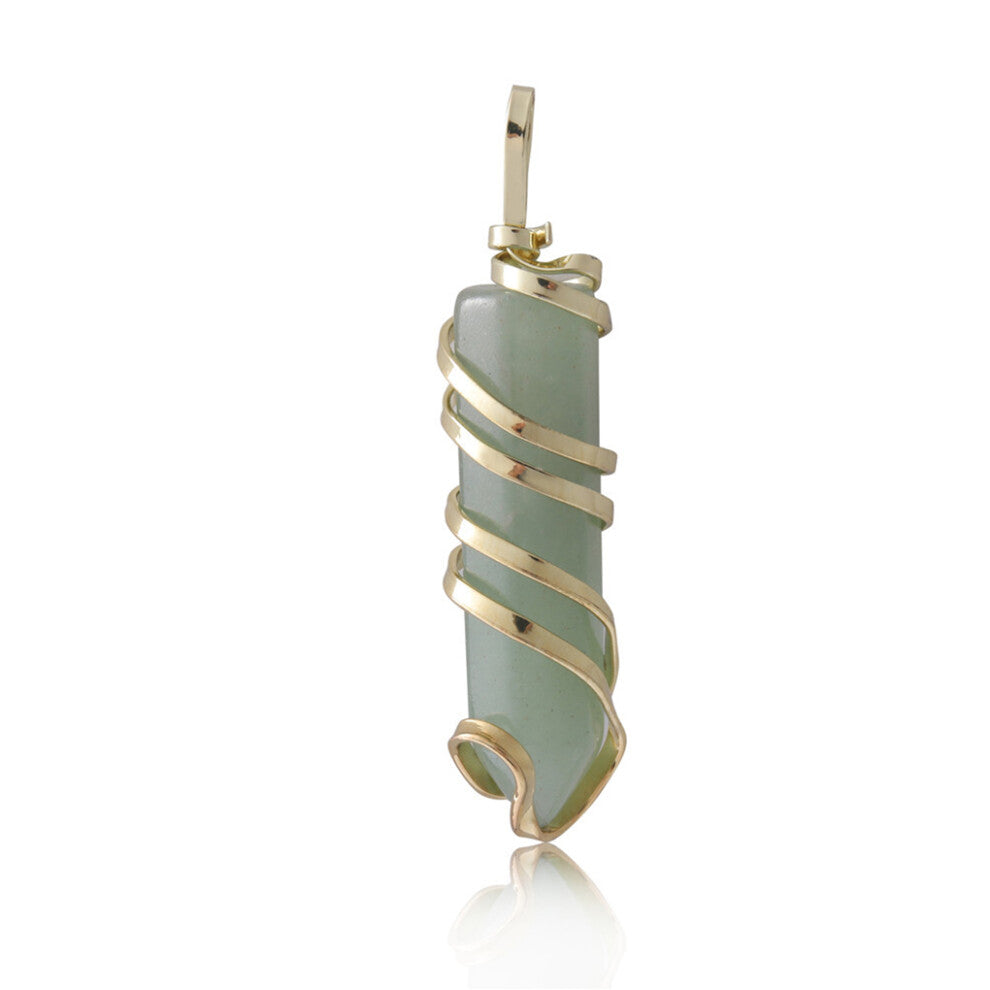 (Green Aventurine) Wire Wrapped Charm Findings Hanging Pendant Crystal Charms Accessories
