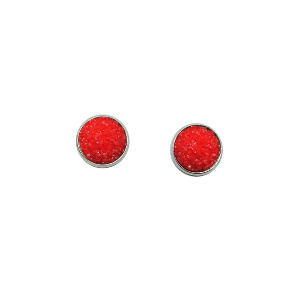 (Type1, 1) 12mm Druzy Ear Stud Earrings Wear-resistant Stainless Steel Eardrop