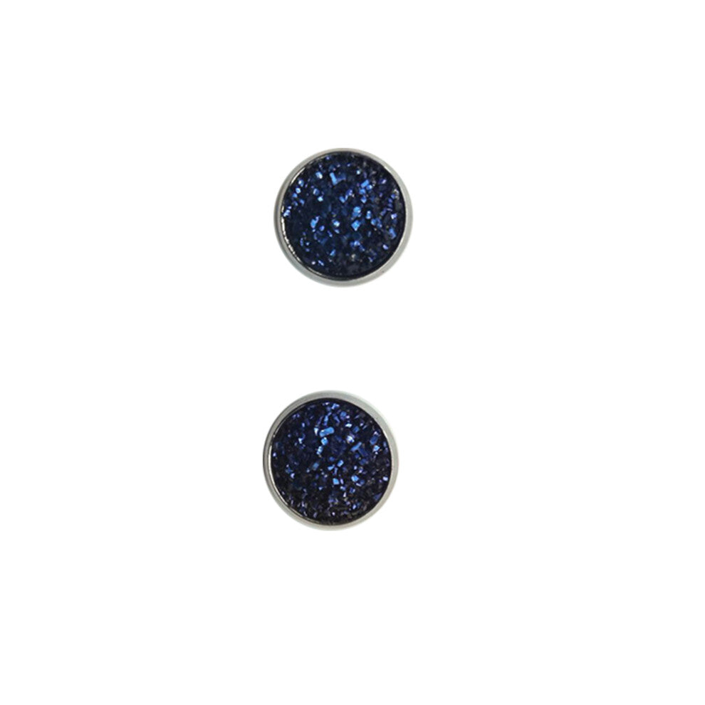 (Type9, 9) 12mm Druzy Ear Stud Earrings Wear-resistant Stainless Steel Eardrop