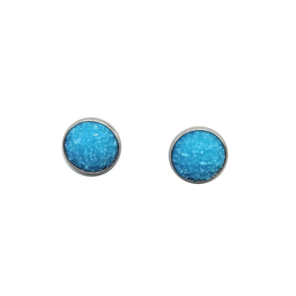 (Type11, 11) 12mm Druzy Ear Stud Earrings Wear-resistant Stainless Steel Eardrop