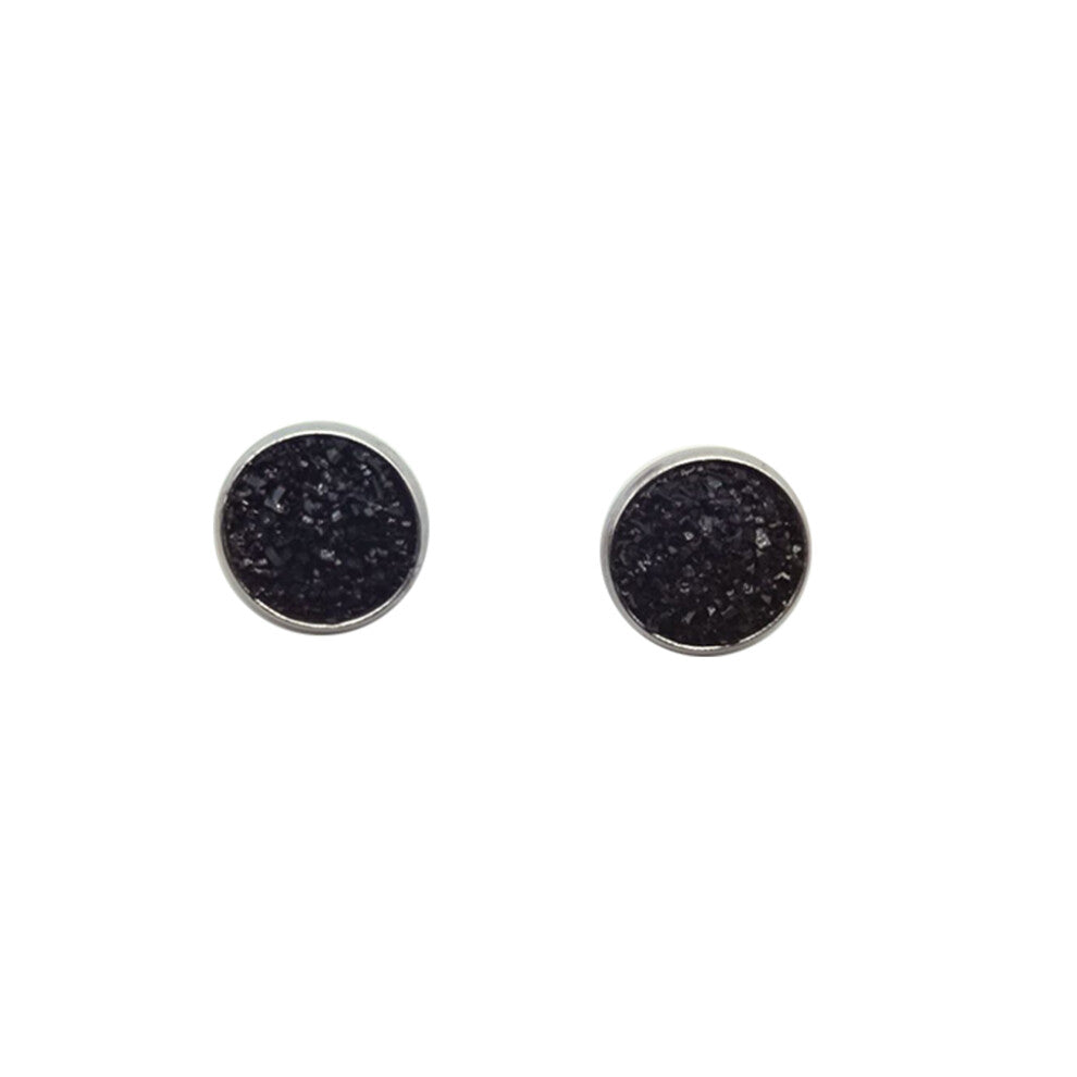 (Type15, 15) 12mm Druzy Ear Stud Earrings Wear-resistant Stainless Steel Eardrop